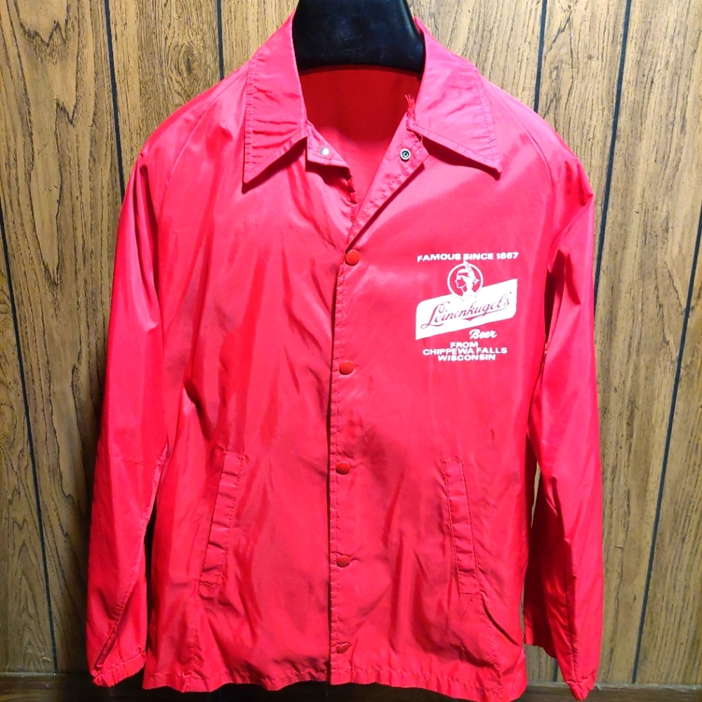 Red Men's  Leinenkugels  Vintage Jacket Nylon 70s Small Wisconsin Sportsmaster